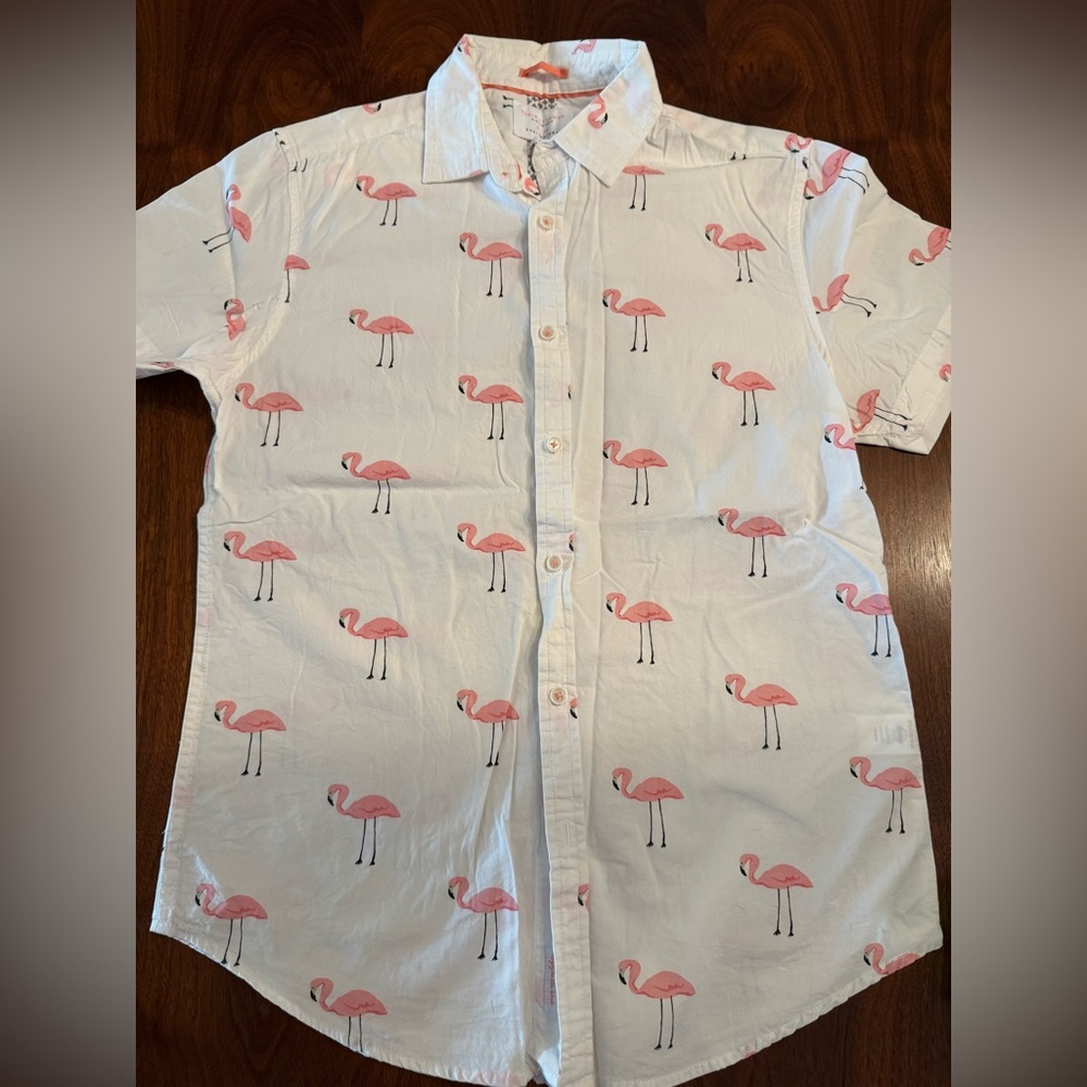 Denim and Flower flamingo shirt